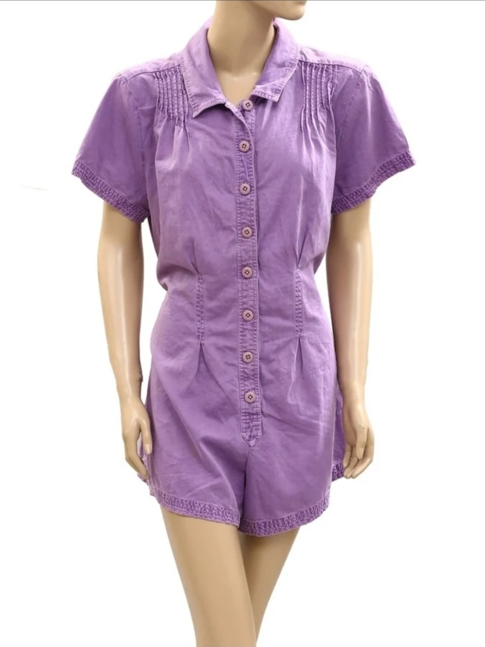 Free People "Keep It Crisp" Shortall Romper in Ultra Violet – Size XL